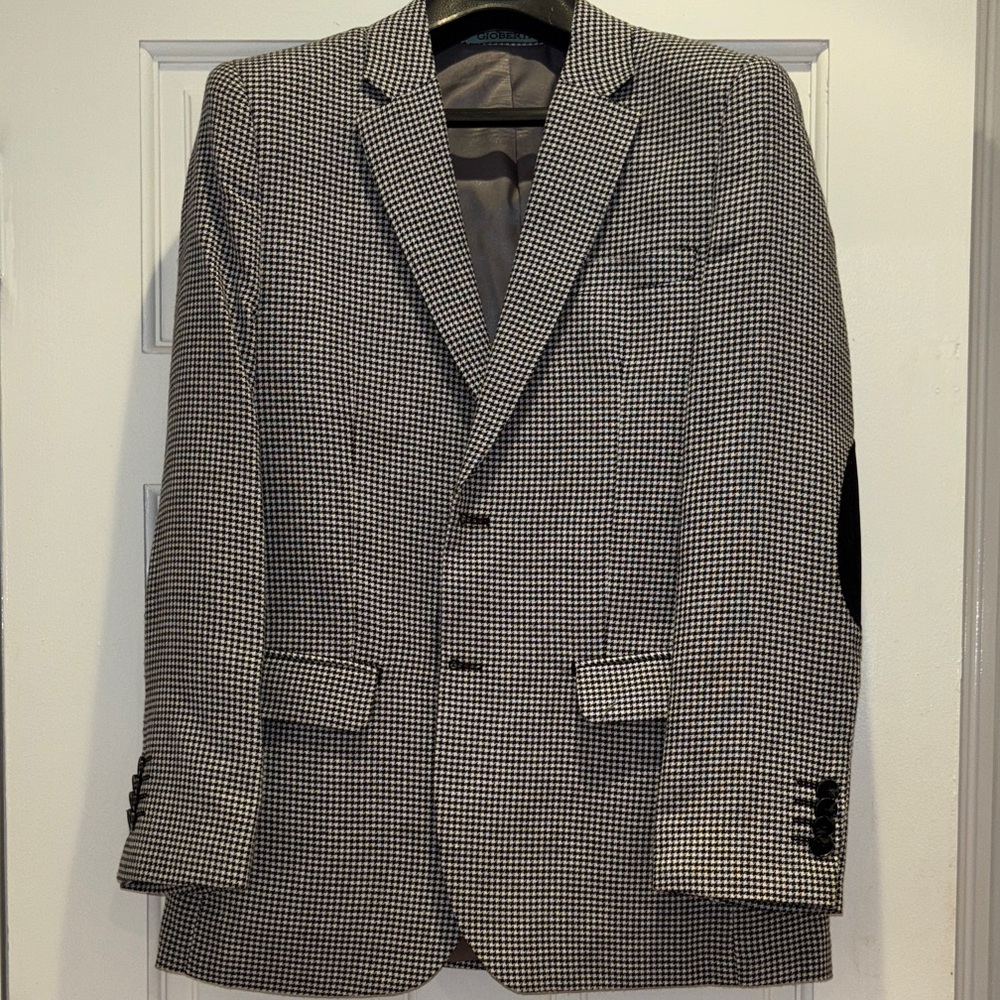 Elegant Black and White Checkered Blazer